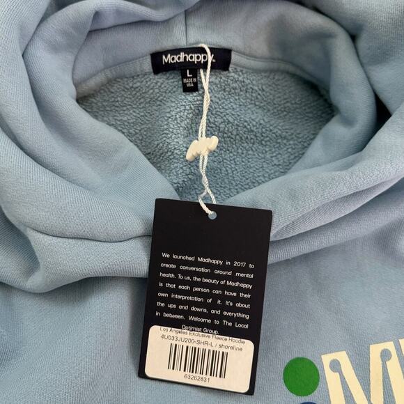Madhappy Unisex Los Angeles LA West Hollywood Exclusive Light Blue Hoodie Large - Picture 7 of 11